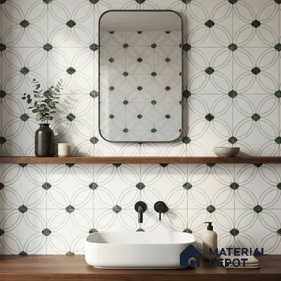 Moroccan Carving Wall & Floor Tile TL 11665 Emerald Lattice 1 ft x 1 ft Ceramic Carving Matte Finish Tile - 10 mm | Suitable For Bathroom, Dining Area, Kitchen