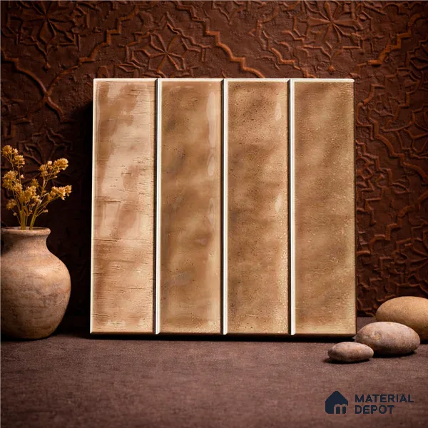 Faux Subway Wall Tile TL 11302 Sienna Plank 1 ft x 1 ft Ceramic Glossy Finish Tile - 10 mm | Suitable For Bathroom, Dining Area, Kitchen Backsplash