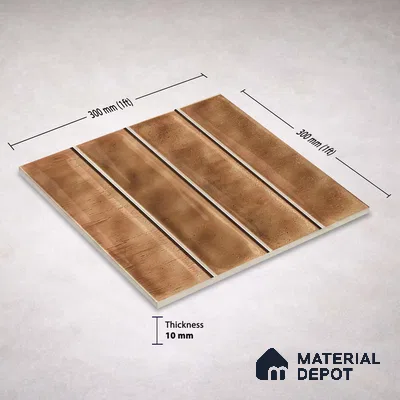 Faux Subway Wall Tile TL 11302 Sienna Plank 1 ft x 1 ft Ceramic Glossy Finish Tile - 10 mm | Suitable For Bathroom, Dining Area, Kitchen Backsplash