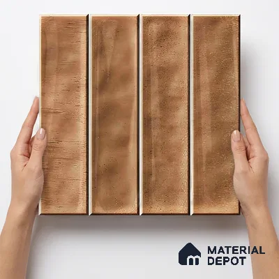 Faux Subway Wall Tile TL 11302 Sienna Plank 1 ft x 1 ft Ceramic Glossy Finish Tile - 10 mm | Suitable For Bathroom, Dining Area, Kitchen Backsplash