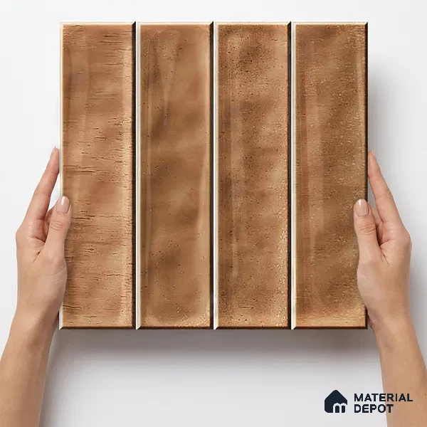 Faux Subway Wall Tile TL 11302 Sienna Plank 1 ft x 1 ft Ceramic Glossy Finish Tile - 10 mm | Suitable For Bathroom, Dining Area, Kitchen Backsplash