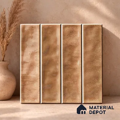 Faux Subway Wall Tile TL 11302 Sienna Plank 1 ft x 1 ft Ceramic Glossy Finish Tile - 10 mm | Suitable For Bathroom, Dining Area, Kitchen Backsplash
