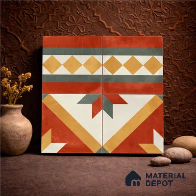 Moroccan Wall & Floor Border 1 Carpet Tile TL 11201 Russet Mosaic 1 ft x 1 ft Ceramic Matte Finish Tile - 10 mm | Suitable For Kitchen, Bathroom, Living Room