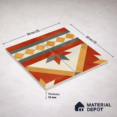 Moroccan Wall & Floor Border 1 Carpet Tile TL 11201 Russet Mosaic 1 ft x 1 ft Ceramic Matte Finish Tile - 10 mm | Suitable For Kitchen, Bathroom, Living Room