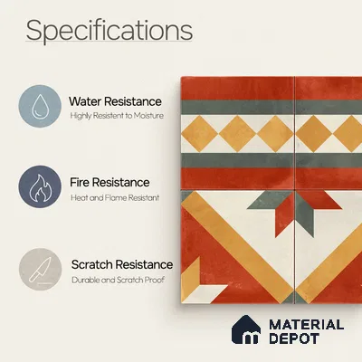 Moroccan Wall & Floor Border 1 Carpet Tile TL 11201 Russet Mosaic 1 ft x 1 ft Ceramic Matte Finish Tile - 10 mm | Suitable For Kitchen, Bathroom, Living Room
