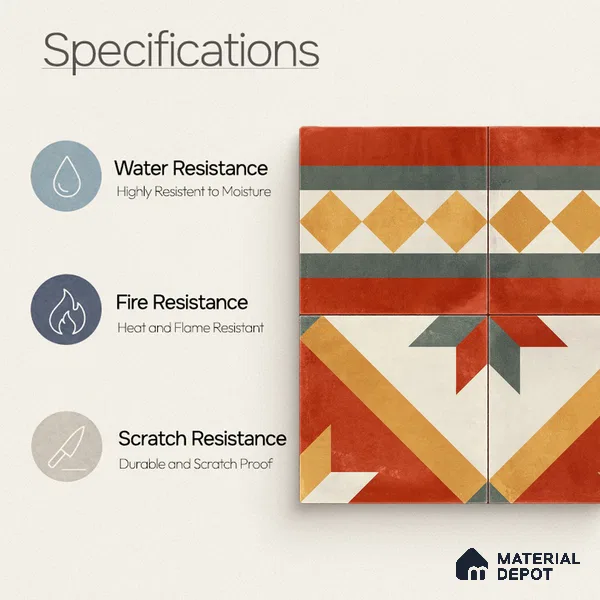 Moroccan Wall & Floor Border 1 Carpet Tile TL 11201 Russet Mosaic 1 ft x 1 ft Ceramic Matte Finish Tile - 10 mm | Suitable For Kitchen, Bathroom, Living Room
