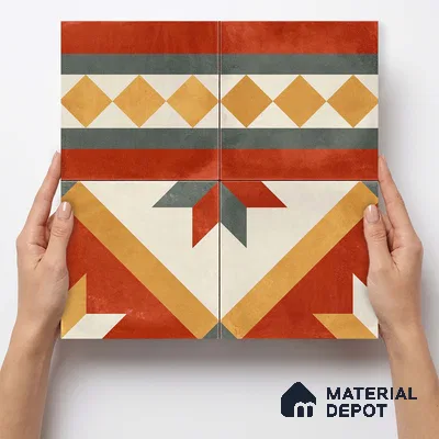 Moroccan Wall & Floor Border 1 Carpet Tile TL 11201 Russet Mosaic 1 ft x 1 ft Ceramic Matte Finish Tile - 10 mm | Suitable For Kitchen, Bathroom, Living Room