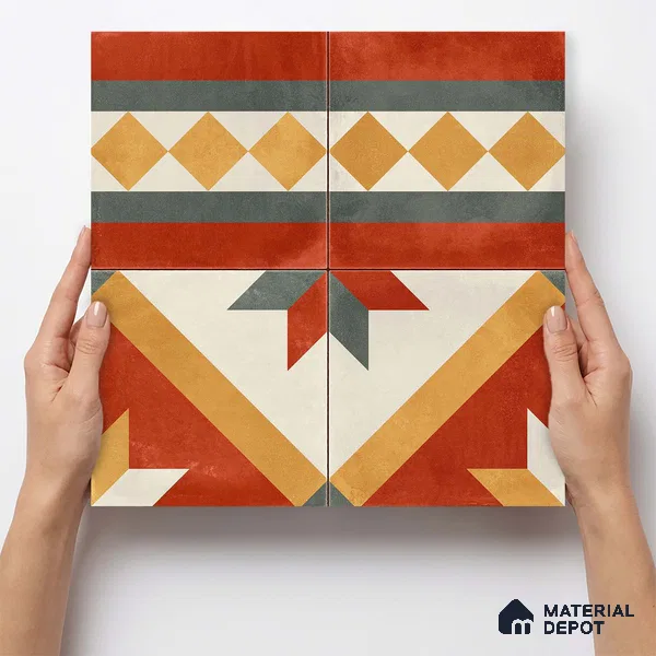 Moroccan Wall & Floor Border 1 Carpet Tile TL 11201 Russet Mosaic 1 ft x 1 ft Ceramic Matte Finish Tile - 10 mm | Suitable For Kitchen, Bathroom, Living Room