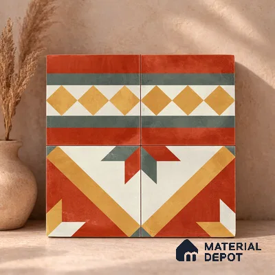 Moroccan Wall & Floor Border 1 Carpet Tile TL 11201 Russet Mosaic 1 ft x 1 ft Ceramic Matte Finish Tile - 10 mm | Suitable For Kitchen, Bathroom, Living Room