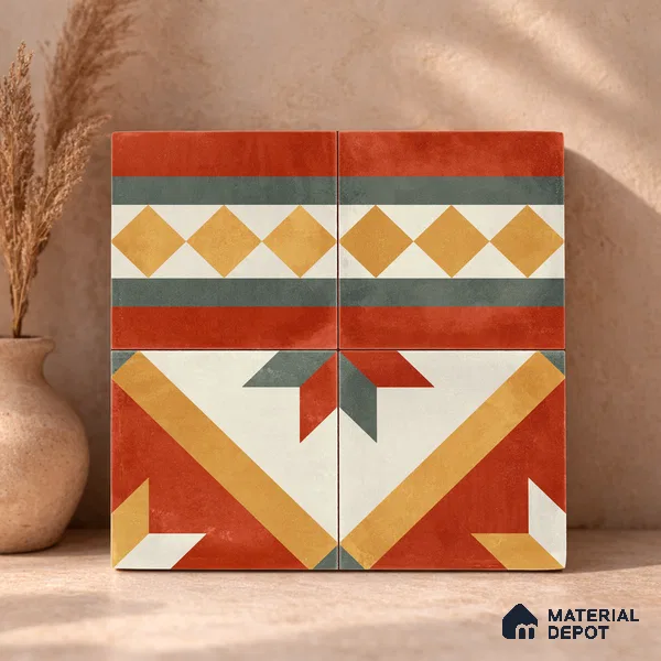 Moroccan Wall & Floor Border 1 Carpet Tile TL 11201 Russet Mosaic 1 ft x 1 ft Ceramic Matte Finish Tile - 10 mm | Suitable For Kitchen, Bathroom, Living Room