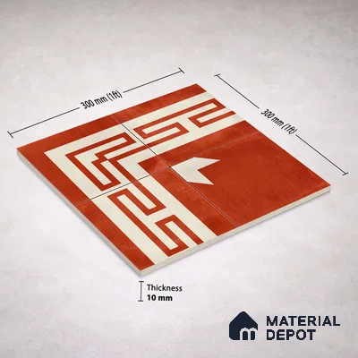 Moroccan Wall & Floor Corner 2 Carpet Tile TL 11204 Maze Terracotta 1 ft x 1 ft Ceramic Matte Finish Tile - 10 mm | Suitable For Kitchen, Bathroom, Living Room
