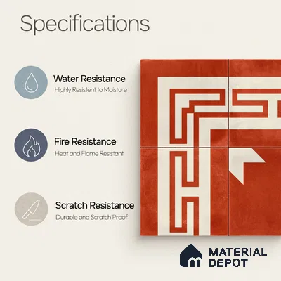 Moroccan Wall & Floor Corner 2 Carpet Tile TL 11204 Maze Terracotta 1 ft x 1 ft Ceramic Matte Finish Tile - 10 mm | Suitable For Kitchen, Bathroom, Living Room
