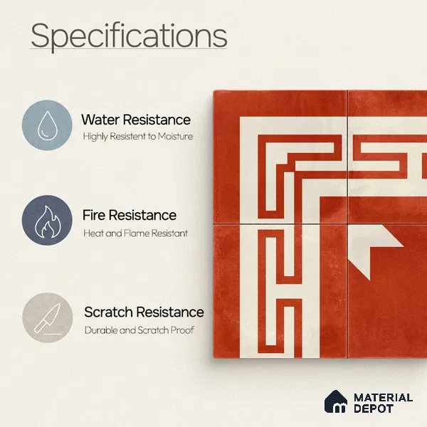 Moroccan Wall & Floor Corner 2 Carpet Tile TL 11204 Maze Terracotta 1 ft x 1 ft Ceramic Matte Finish Tile - 10 mm | Suitable For Kitchen, Bathroom, Living Room