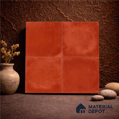 Moroccan Wall & Floor Center 1 Carpet Tile TL 11205 Terracotta Plain 1 ft x 1 ft Ceramic Matte Finish Tile - 10 mm | Suitable For Kitchen, Bathroom, Balcony