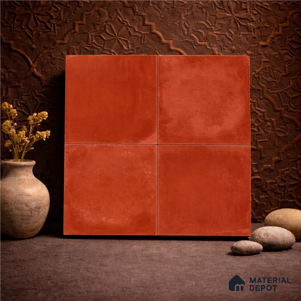 Moroccan Wall & Floor Center 1 Carpet Tile TL 11205 Terracotta Plain 1 ft x 1 ft Ceramic Matte Finish Tile - 10 mm | Suitable For Kitchen, Bathroom, Balcony