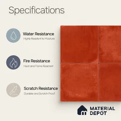 Moroccan Wall & Floor Center 1 Carpet Tile TL 11205 Terracotta Plain 1 ft x 1 ft Ceramic Matte Finish Tile - 10 mm | Suitable For Kitchen, Bathroom, Balcony