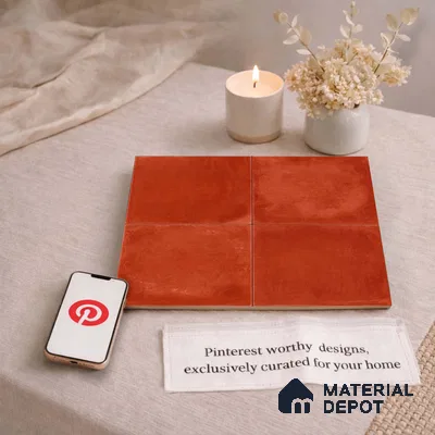 Moroccan Wall & Floor Center 1 Carpet Tile TL 11205 Terracotta Plain 1 ft x 1 ft Ceramic Matte Finish Tile - 10 mm | Suitable For Kitchen, Bathroom, Balcony
