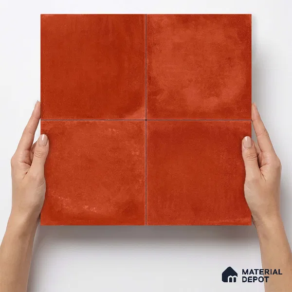 Moroccan Wall & Floor Center 1 Carpet Tile TL 11205 Terracotta Plain 1 ft x 1 ft Ceramic Matte Finish Tile - 10 mm | Suitable For Kitchen, Bathroom, Balcony