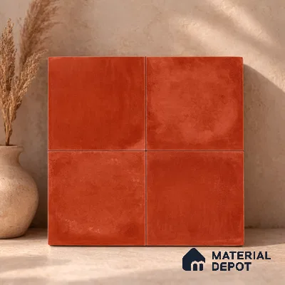 Moroccan Wall & Floor Center 1 Carpet Tile TL 11205 Terracotta Plain 1 ft x 1 ft Ceramic Matte Finish Tile - 10 mm | Suitable For Kitchen, Bathroom, Balcony