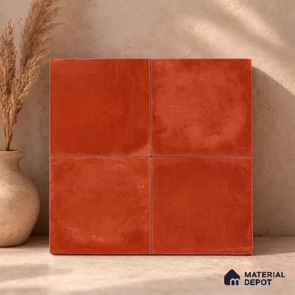 Moroccan Wall & Floor Center 1 Carpet Tile TL 11205 Terracotta Plain 1 ft x 1 ft Ceramic Matte Finish Tile - 10 mm | Suitable For Kitchen, Bathroom, Balcony