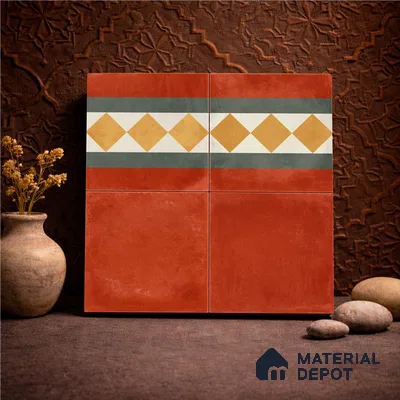 Moroccan Wall & Floor Border 3 Carpet Tile TL 11206 Russet Diamond 1 ft x 1 ft Ceramic Matte Finish Tile - 10 mm | Suitable For Kitchen, Bathroom, Living Room