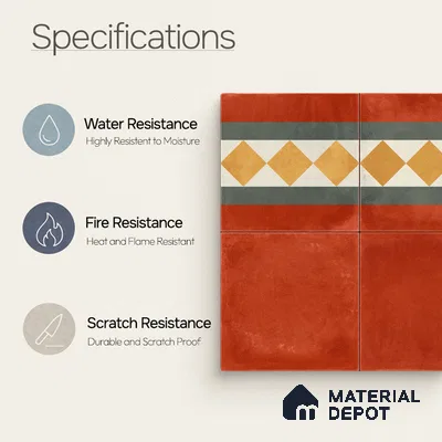 Moroccan Wall & Floor Border 3 Carpet Tile TL 11206 Russet Diamond 1 ft x 1 ft Ceramic Matte Finish Tile - 10 mm | Suitable For Kitchen, Bathroom, Living Room