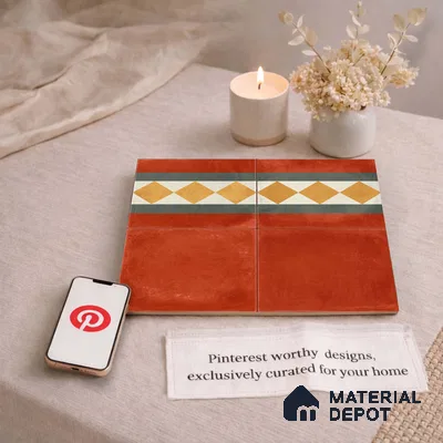 Moroccan Wall & Floor Border 3 Carpet Tile TL 11206 Russet Diamond 1 ft x 1 ft Ceramic Matte Finish Tile - 10 mm | Suitable For Kitchen, Bathroom, Living Room