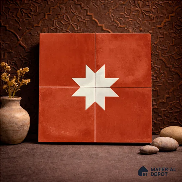 Moroccan Wall & Floor Center 3 Carpet Tile TL 11209 Starfire Terra 1 ft x 1 ft Ceramic Matte Finish Tile - 10 mm | Suitable For Kitchen, Bathroom, Living Room