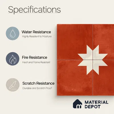 Moroccan Wall & Floor Center 3 Carpet Tile TL 11209 Starfire Terra 1 ft x 1 ft Ceramic Matte Finish Tile - 10 mm | Suitable For Kitchen, Bathroom, Living Room