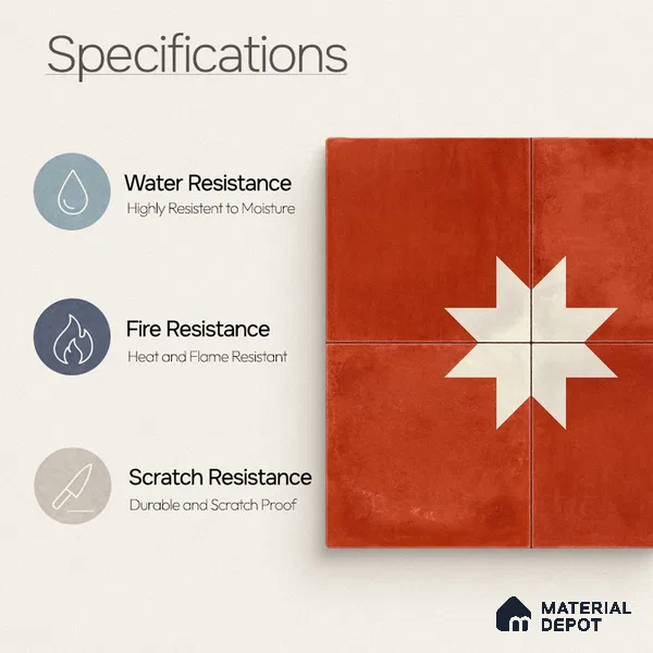 Moroccan Wall & Floor Center 3 Carpet Tile TL 11209 Starfire Terra 1 ft x 1 ft Ceramic Matte Finish Tile - 10 mm | Suitable For Kitchen, Bathroom, Living Room