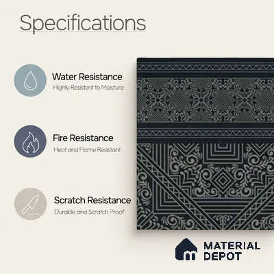 Moroccan Wall & Floor Carpet Border Tile TL 11174 Noir Tribal 1 ft x 1 ft Ceramic Matte Finish Tile - 10 mm | Suitable For Kitchen, Bathroom, Living Room