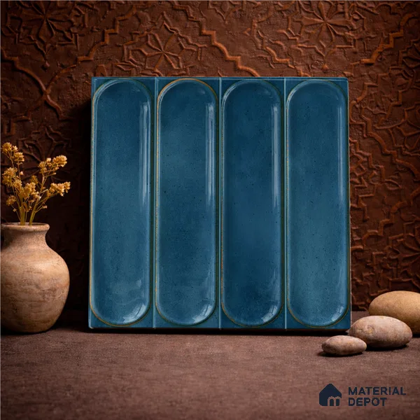 Faux Subway Wall Tile TL 11328 Midnight Archway 1 ft x 1 ft Ceramic Glossy Finish Tile - 10 mm | Suitable For Bathroom, Dining Area, Kitchen Backsplash