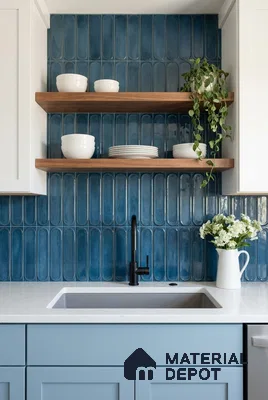 Faux Subway Wall Tile TL 11328 Midnight Archway 1 ft x 1 ft Ceramic Glossy Finish Tile - 10 mm | Suitable For Bathroom, Dining Area, Kitchen Backsplash