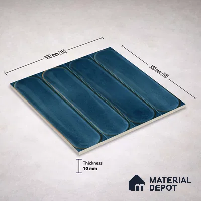 Faux Subway Wall Tile TL 11328 Midnight Archway 1 ft x 1 ft Ceramic Glossy Finish Tile - 10 mm | Suitable For Bathroom, Dining Area, Kitchen Backsplash