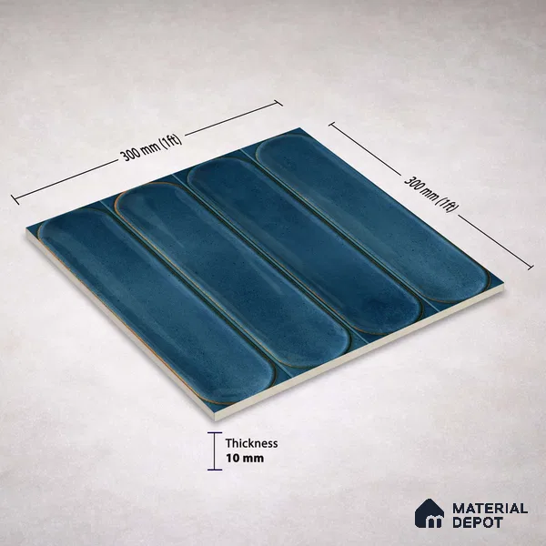 Faux Subway Wall Tile TL 11328 Midnight Archway 1 ft x 1 ft Ceramic Glossy Finish Tile - 10 mm | Suitable For Bathroom, Dining Area, Kitchen Backsplash