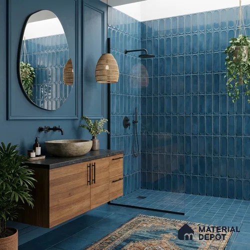 Faux Subway Wall Tile TL 11328 Midnight Archway 1 ft x 1 ft Ceramic Glossy Finish Tile - 10 mm | Suitable For Bathroom, Dining Area, Kitchen Backsplash