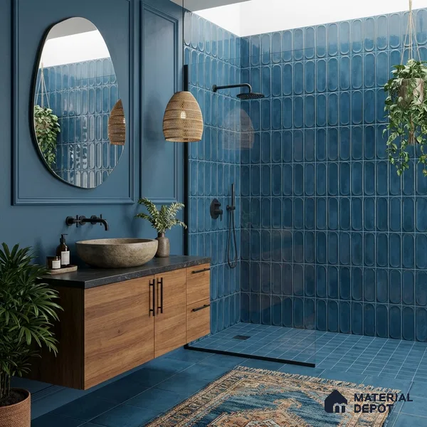 Faux Subway Wall Tile TL 11328 Midnight Archway 1 ft x 1 ft Ceramic Glossy Finish Tile - 10 mm | Suitable For Bathroom, Dining Area, Kitchen Backsplash