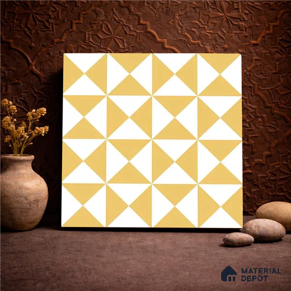 Moroccan Wall & Floor Tile TL 11116 Golden Prism 1 ft x 1 ft Ceramic Matte Finish Tile - 10 mm | Suitable For Kitchen, Bathroom, Balcony