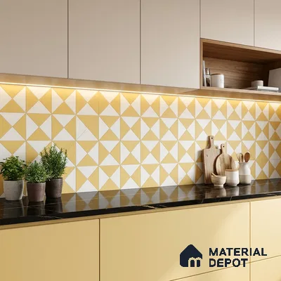 Moroccan Wall & Floor Tile TL 11116 Golden Prism 1 ft x 1 ft Ceramic Matte Finish Tile - 10 mm | Suitable For Kitchen, Bathroom, Balcony