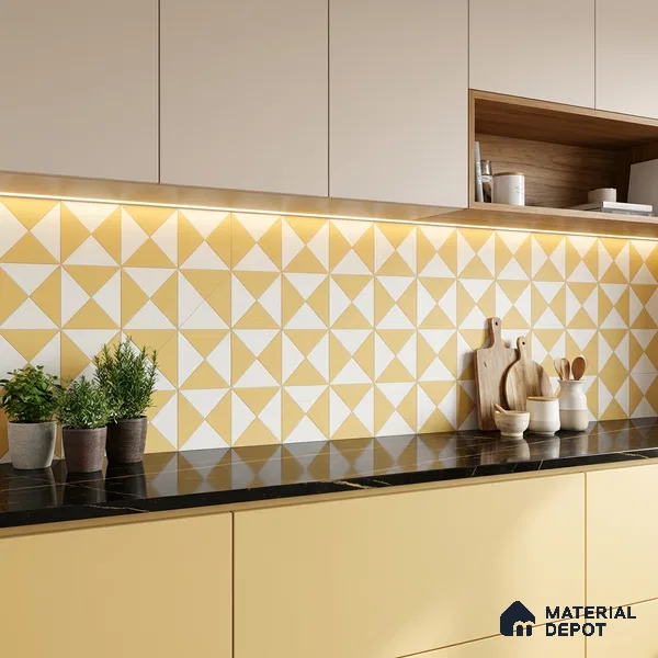 Moroccan Wall & Floor Tile TL 11116 Golden Prism 1 ft x 1 ft Ceramic Matte Finish Tile - 10 mm | Suitable For Kitchen, Bathroom, Balcony