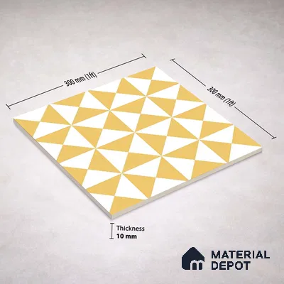 Moroccan Wall & Floor Tile TL 11116 Golden Prism 1 ft x 1 ft Ceramic Matte Finish Tile - 10 mm | Suitable For Kitchen, Bathroom, Balcony