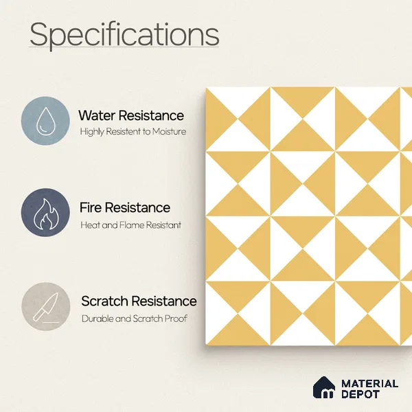 Moroccan Wall & Floor Tile TL 11116 Golden Prism 1 ft x 1 ft Ceramic Matte Finish Tile - 10 mm | Suitable For Kitchen, Bathroom, Balcony