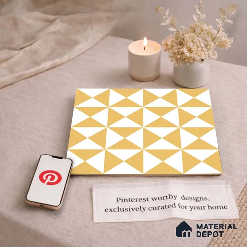 Moroccan Wall & Floor Tile TL 11116 Golden Prism 1 ft x 1 ft Ceramic Matte Finish Tile - 10 mm | Suitable For Kitchen, Bathroom, Balcony