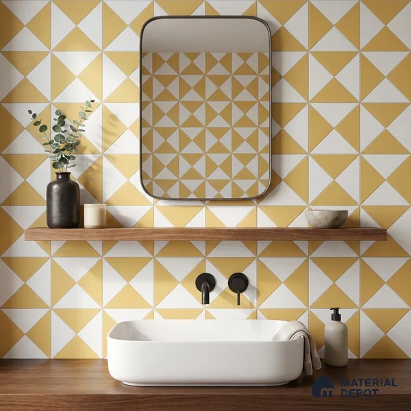 Moroccan Wall & Floor Tile TL 11116 Golden Prism 1 ft x 1 ft Ceramic Matte Finish Tile - 10 mm | Suitable For Kitchen, Bathroom, Balcony