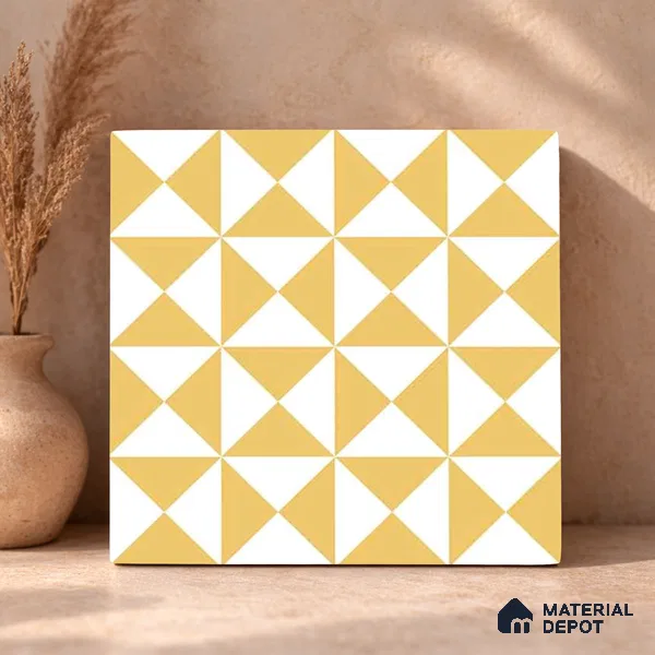 Moroccan Wall & Floor Tile TL 11116 Golden Prism 1 ft x 1 ft Ceramic Matte Finish Tile - 10 mm | Suitable For Kitchen, Bathroom, Balcony