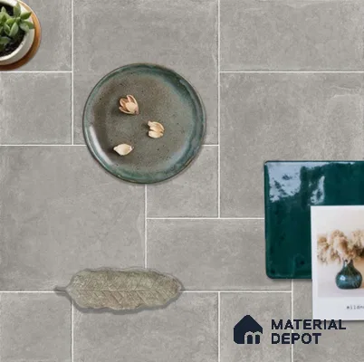 Stone Floor Tile TL 10104 B Modulo Smoke 20 x 10 inch Matte Finish Vitrified Anti Skid Tile - 12 mm | Suitable For Balcony, Patio, Outdoor
