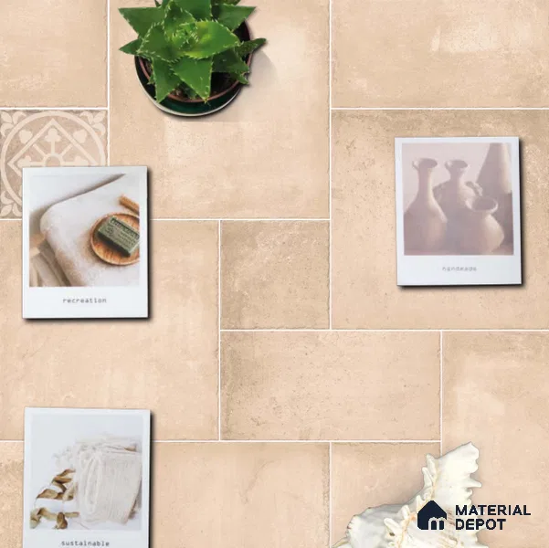 Stone Floor Tile TL 10106 B Modulo Pearl 20 x 10 inch Matte Finish Vitrified Anti Skid Tile - 12 mm | Suitable For Balcony, Patio, Outdoor