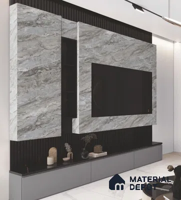 Stone Look LM 21107 B Glacier Mist Noble Diagon Texture Finish 8 ft x 4 ft Decorative Laminate - 1 mm | Suitable for TV Unit, Wardrobe, Kitchen Cabinets