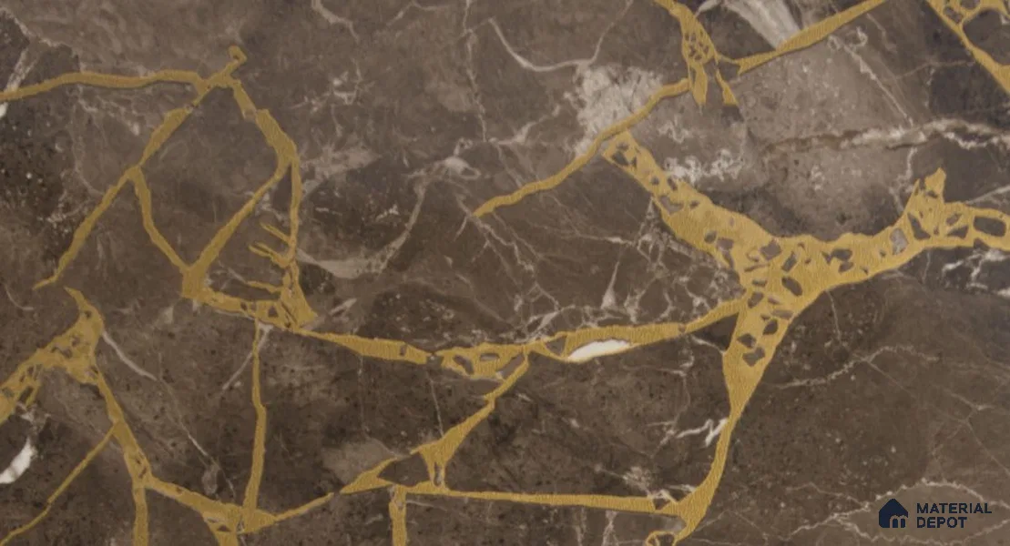 LM 21110 Mystro Goldine Marble High Gloss Finish 8 ft x 4 ft Decorative Laminate - 1 mm | Suitable for TV Unit, Wardrobe, Kitchen Cabinets