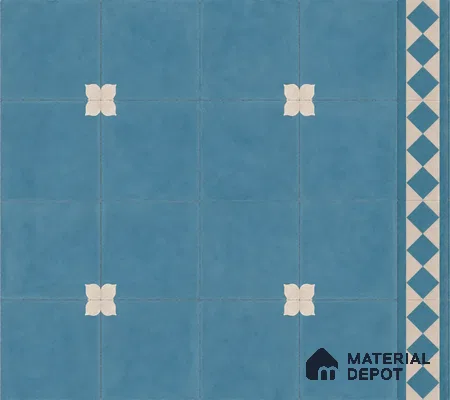 Athangudi Handmade Center Tile TL 10876 Azure Petite Bloom 10 x 10 inch Concrete Pearl Finish - 18 mm | Suitable for Indoor Flooring in Living Room, Bedroom, Dining Area & Foyer
